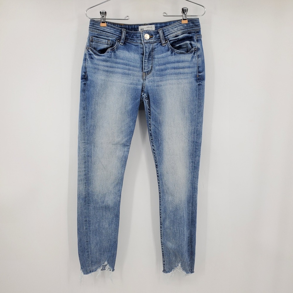 BKE Stella Low Rise Ankle Skinny Jeans Medium Wash Distressed Size 29 Casual